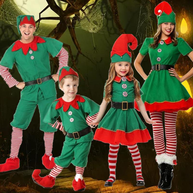 Elf Costume Christmas - 新しい子供のハロウィンクリスマスエルフパフォーマンス衣装コスプレ成人男性女性クリスマス衣装ステージパフォーマンス服