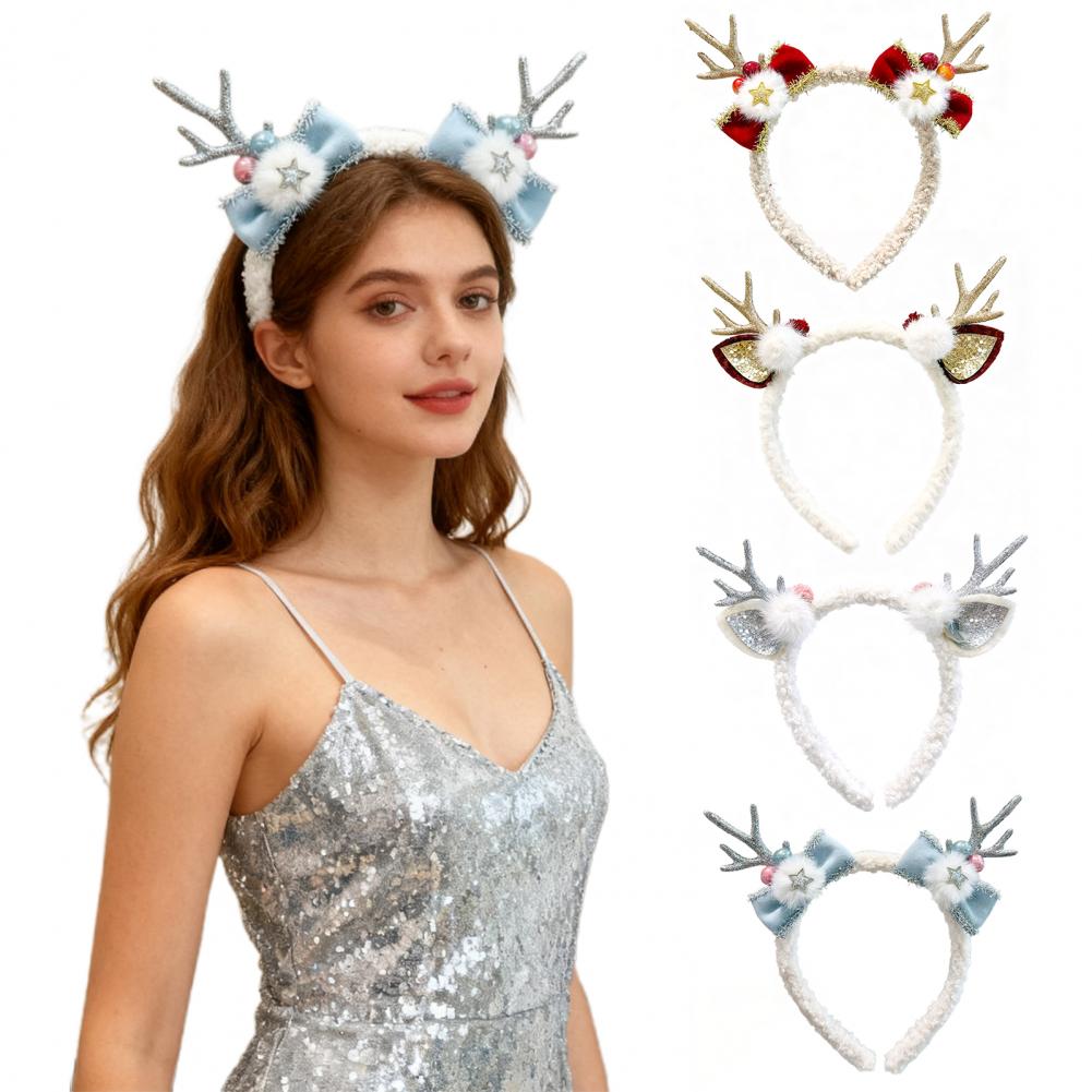 クリスマスヘッドバンド女性用エルクヘアフープフリーストナカイ - Reindeer Antlers Headband のレビューと価格