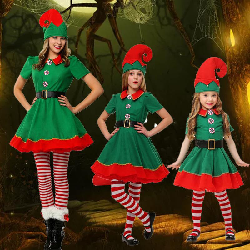 新しい子供のハロウィンクリスマスエルフパフォーマンス衣装コス - Elf Costume Christmas のレビューと価格