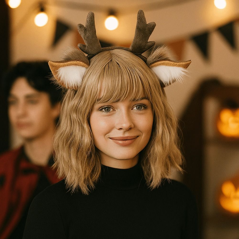 ユニセックス鹿耳トナカイの角ヘッドバンドかわいいパーティーか - Reindeer Antlers Headband のレビューと価格