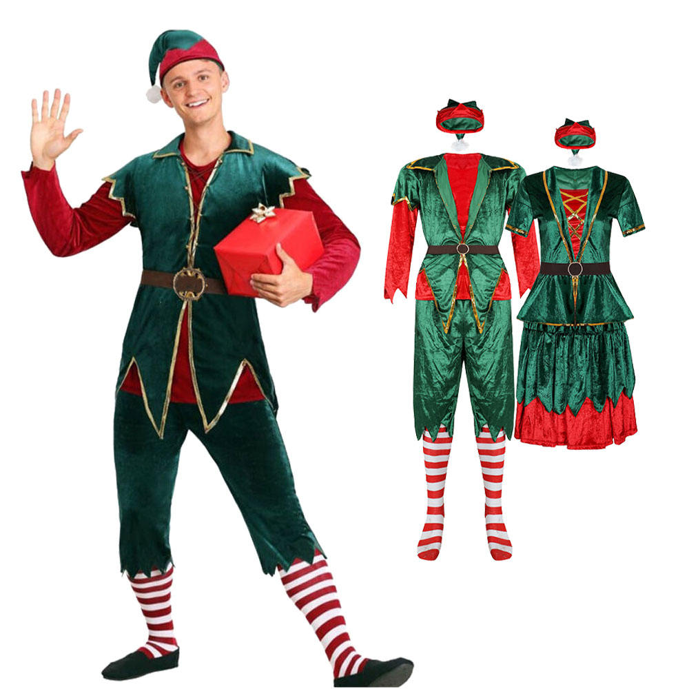 クリスマスサンタクロースコスチュームカップルスーツ新しいクリ - Elf Costume Christmas のレビューと価格