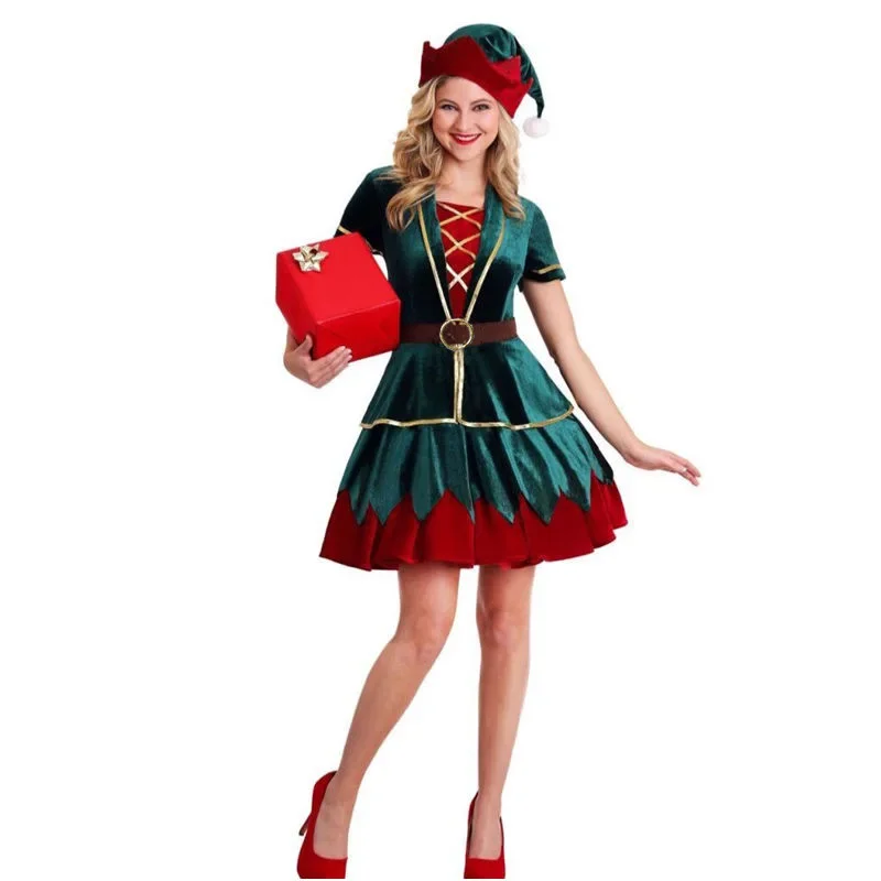 クリスマスサンタクロースコスチュームカップルスーツ新しいクリ - Elf Costume Christmas のレビューと価格