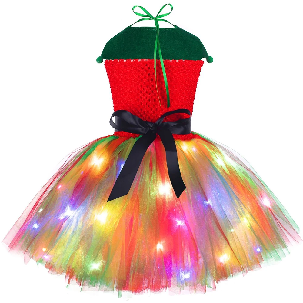 クリスマスチュチュドレス 赤緑チュールプリンセスドレス エル - Elf Costume Christmas のレビューと価格