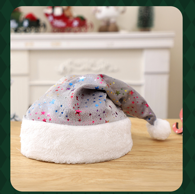 赤いぬいぐるみホットスタンプ星柄クリスマスハットユニセックス - Santa Hat Plush のレビューと価格
