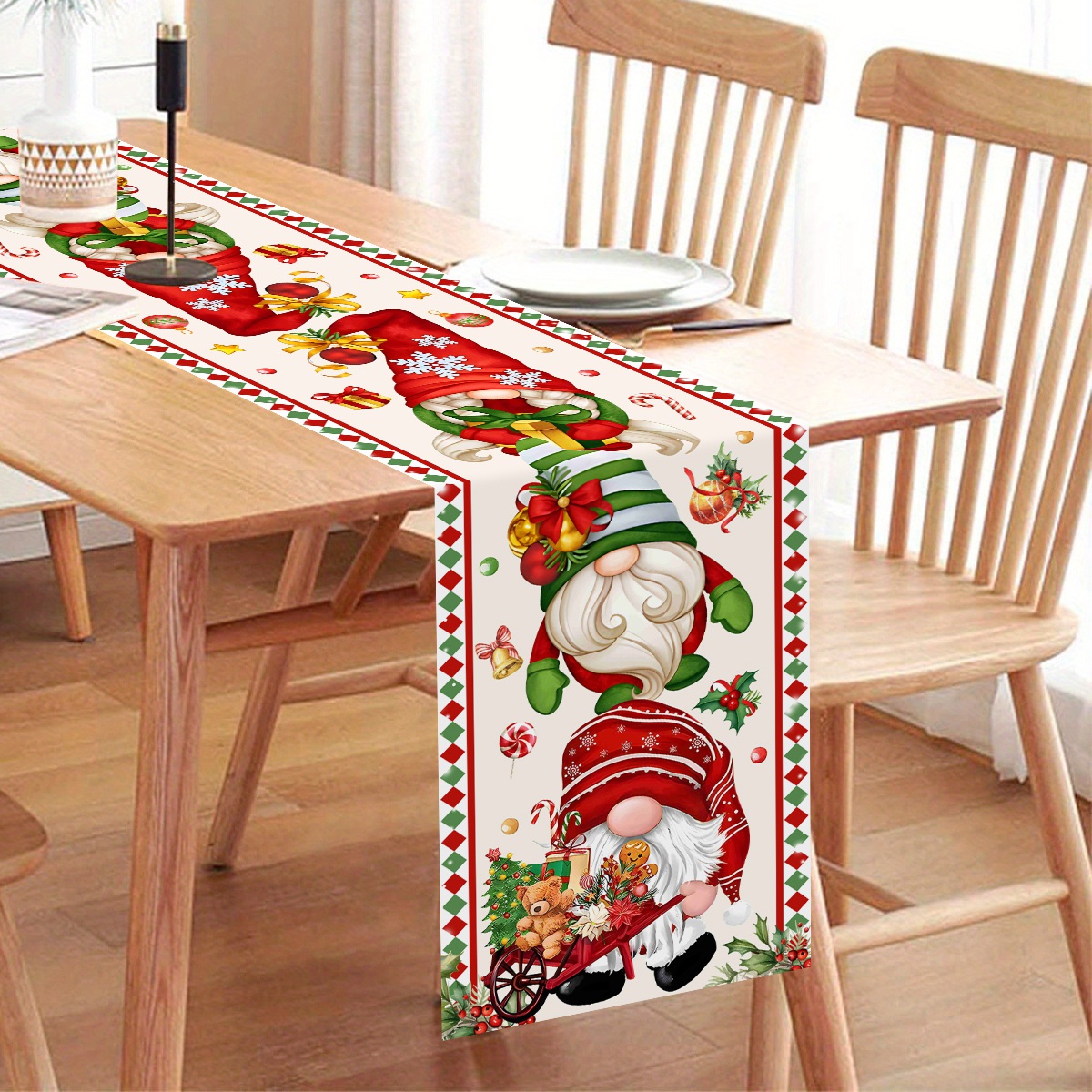 クリスマステーブルランナー顔のないノームテーブルフラグクリス - Christmas Table Runner のレビューと価格