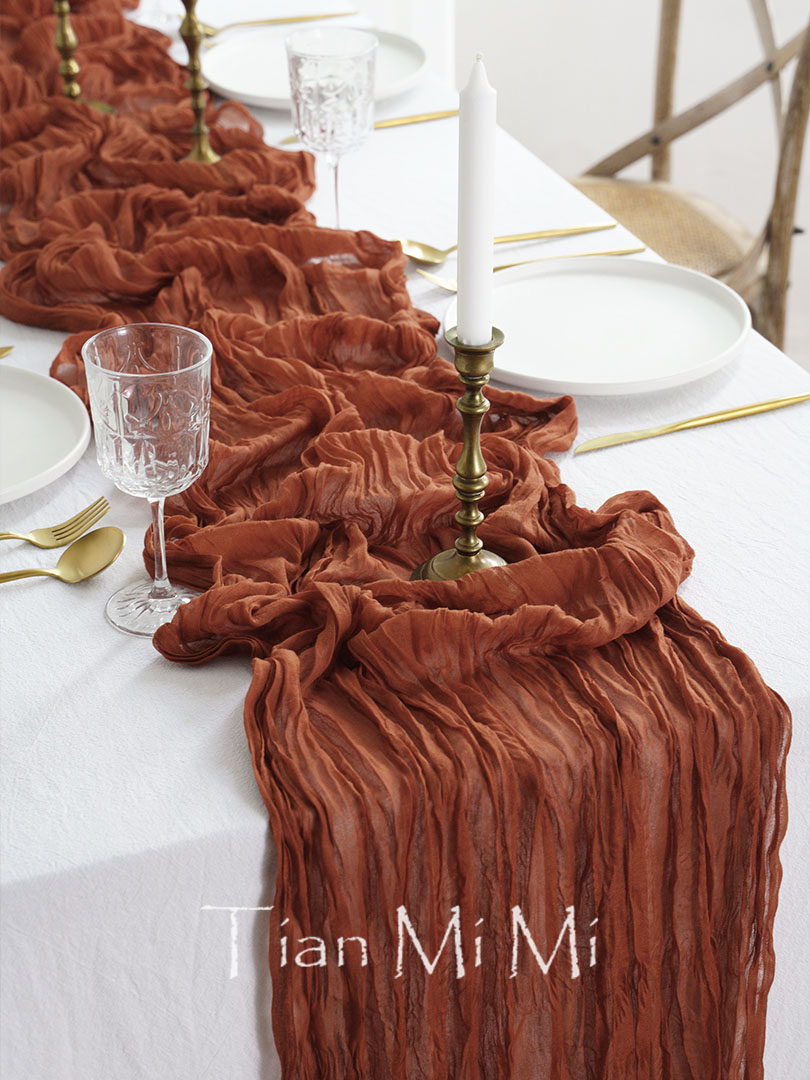 半透明の炎のテーブルランナー、テラコッタのさびたCASECl - Christmas Table Runner のレビューと価格