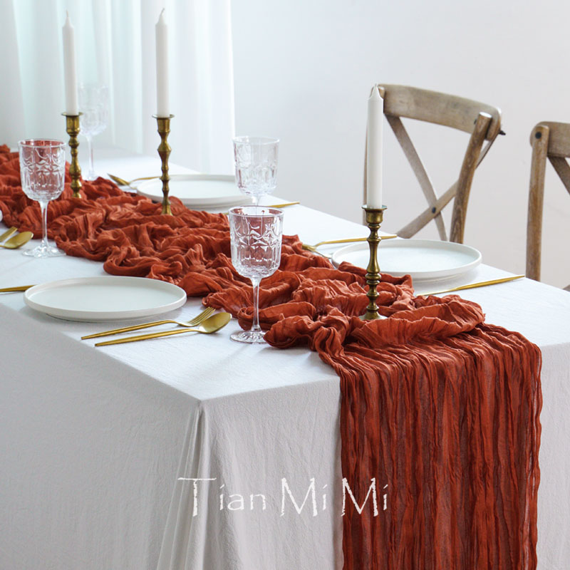半透明の炎のテーブルランナー、テラコッタのさびたCASECl - Christmas Table Runner のレビューと価格