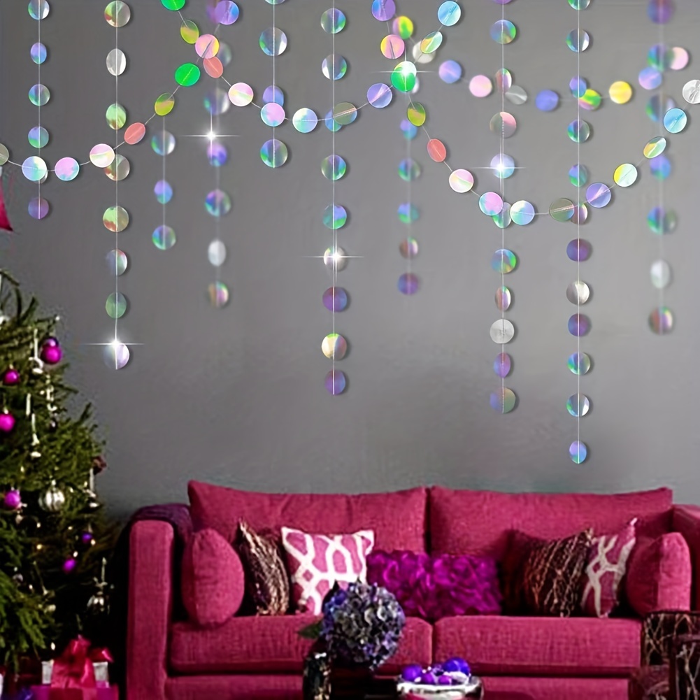 きらめく虹色のサークル花輪 1 個 - マジカルホログラフィ - Tinsel Garland Decoration のレビューと価格