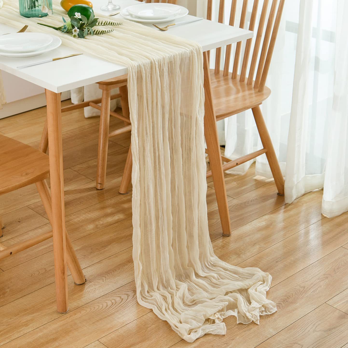 しわガーゼテーブルランナー寒冷紗半薄手のテーブルセッティング - Christmas Table Runner のレビューと価格