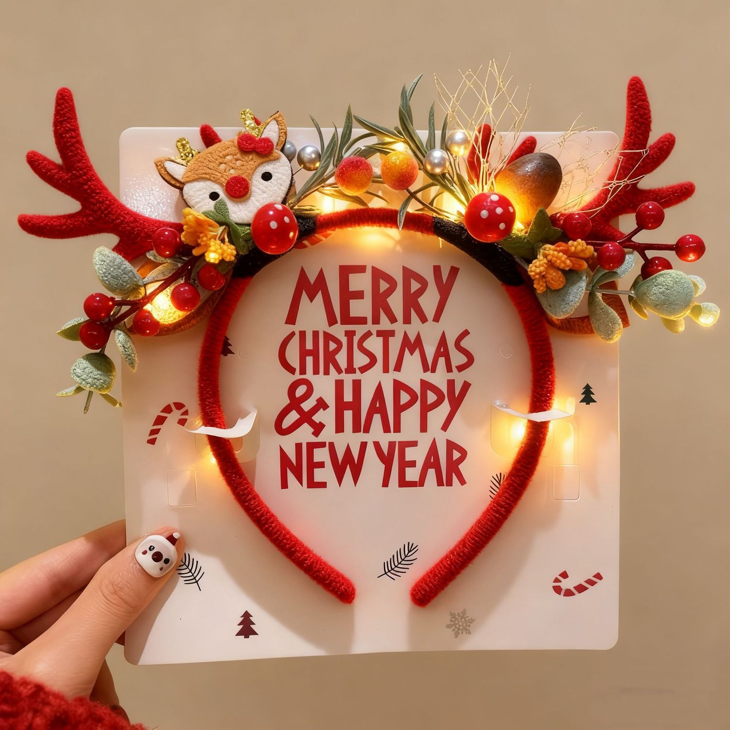 クリスマスのトナカイの角のヘッドバンド、LEDライトアップ付 - Reindeer Antlers Headband のレビューと価格
