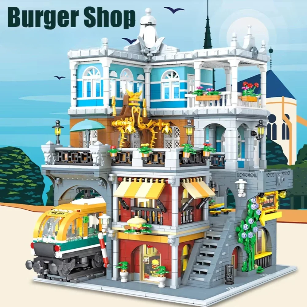 バーガーショップビルディングブロックセットライト付きシティス - Lego Set City のレビューと価格