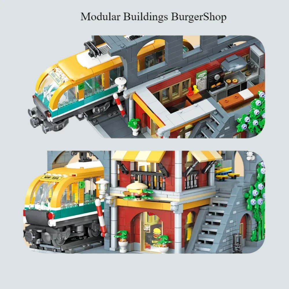 バーガーショップビルディングブロックセットライト付きシティス - Lego Set City のレビューと価格