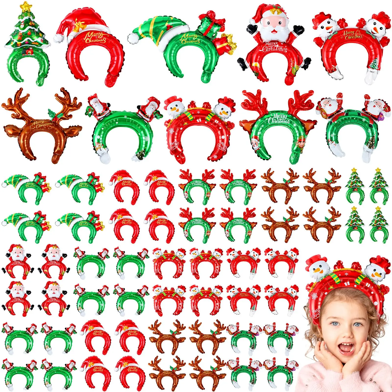 クリスマスのインフレータブルヘッドバンド、サンタ、雪だるまの - Reindeer Antlers Headband のレビューと価格
