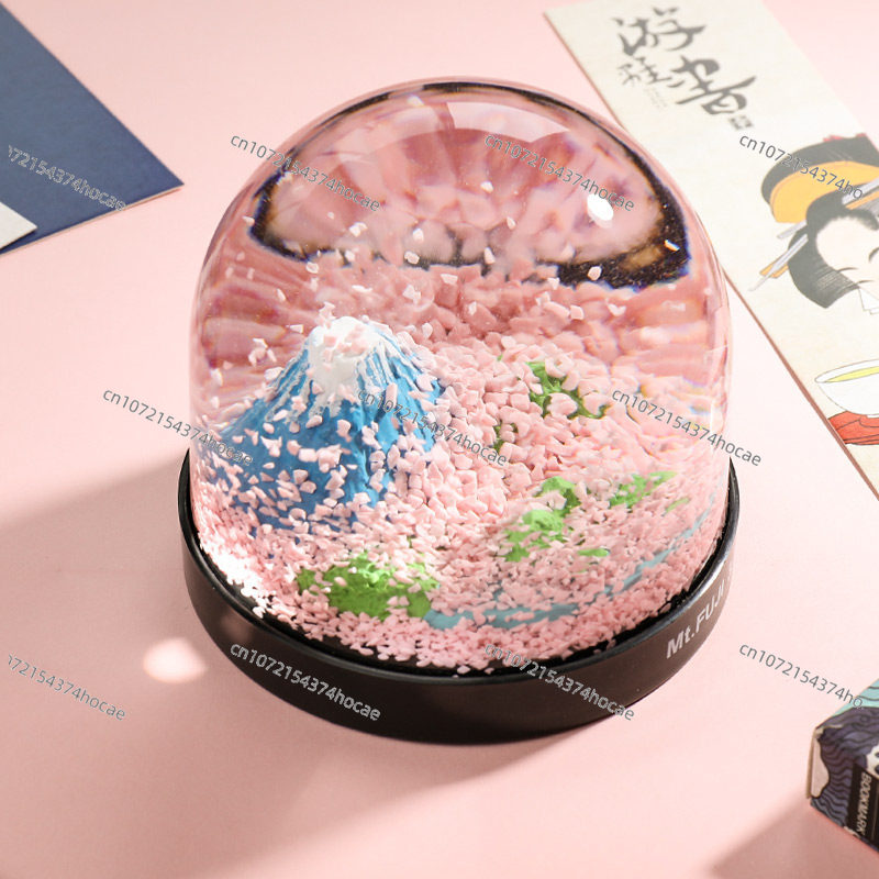 富士山のロマンチックな桜のクリスタルボール雪玉オーナメント、 - Snow Globe Musical のレビューと価格