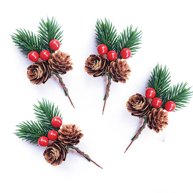 人工松ぼっくりと赤い果実の10個セット - クリスマスツリー - Christmas Tree Artificial のレビューと価格