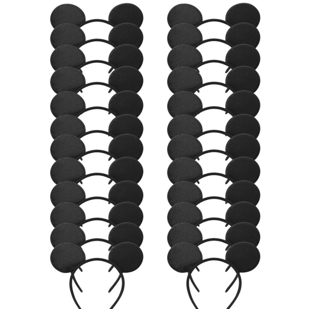 24 個愛らしいマウス耳リボンピンク黒赤ヘアバンドセットかわ - Ribbon Bow Gift のレビューと価格